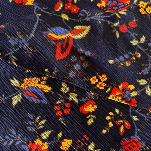 Madewell Climbing Vine Faux Wrap Skirt Midi Hi Low Navy Blue Floral Print 12 - Picture 6 of 8